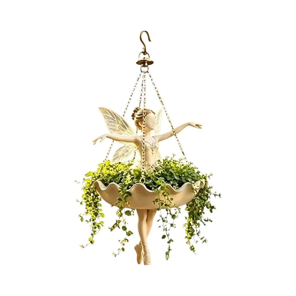 Resin Hanging Flower Basket with Metal Chain for Easy Installation