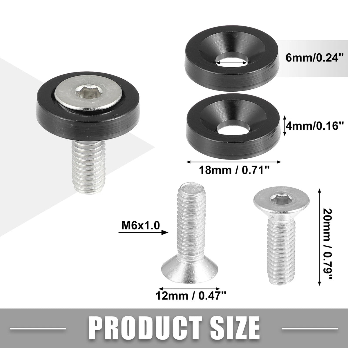 20pcs M6x20mm Fender Bumper Washer Bolt Set for Universal Vehicles