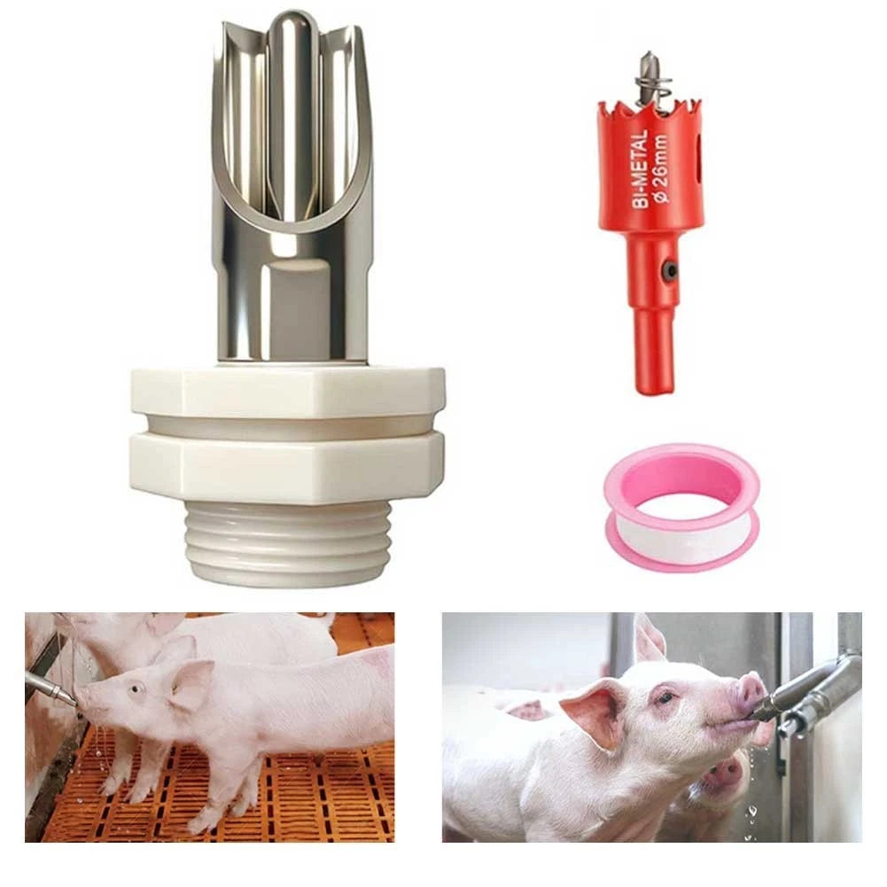 Pig Drinking Spout Kit for - Auto Flow Valve, Connector Set