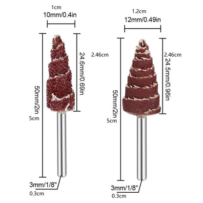60x Cone Shape Abrasive Flap Wheel for Grinder Drill (10mm & 12mm, 1/8" Shank)