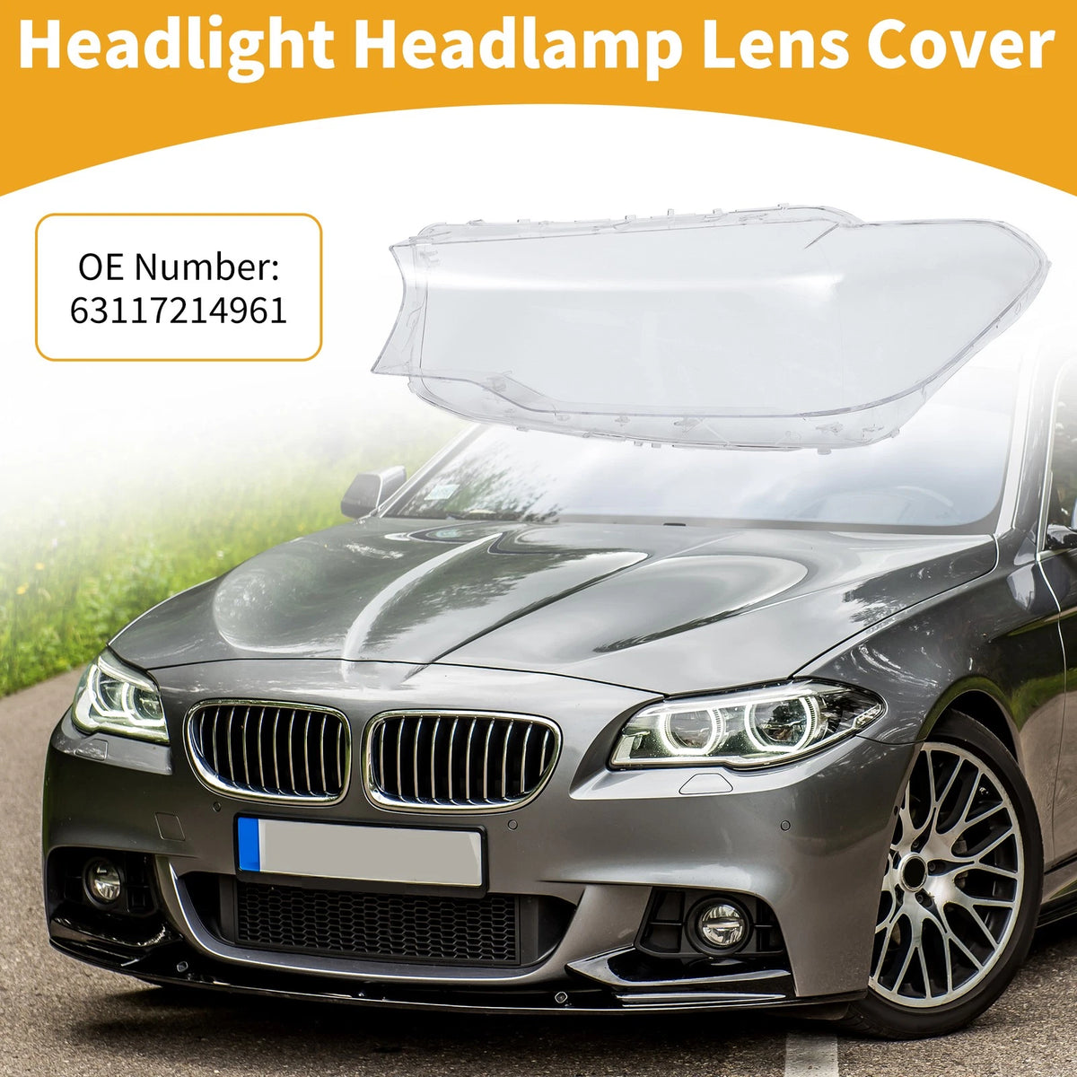 Front Left Headlight Lens Cover Replacement for BMW 5 Series (2017–2018)