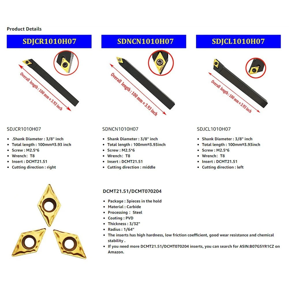 Insert Holder for - SDNCN1010H07, SDJCL1010H07, SDJCR1010H07, DCMT070204
