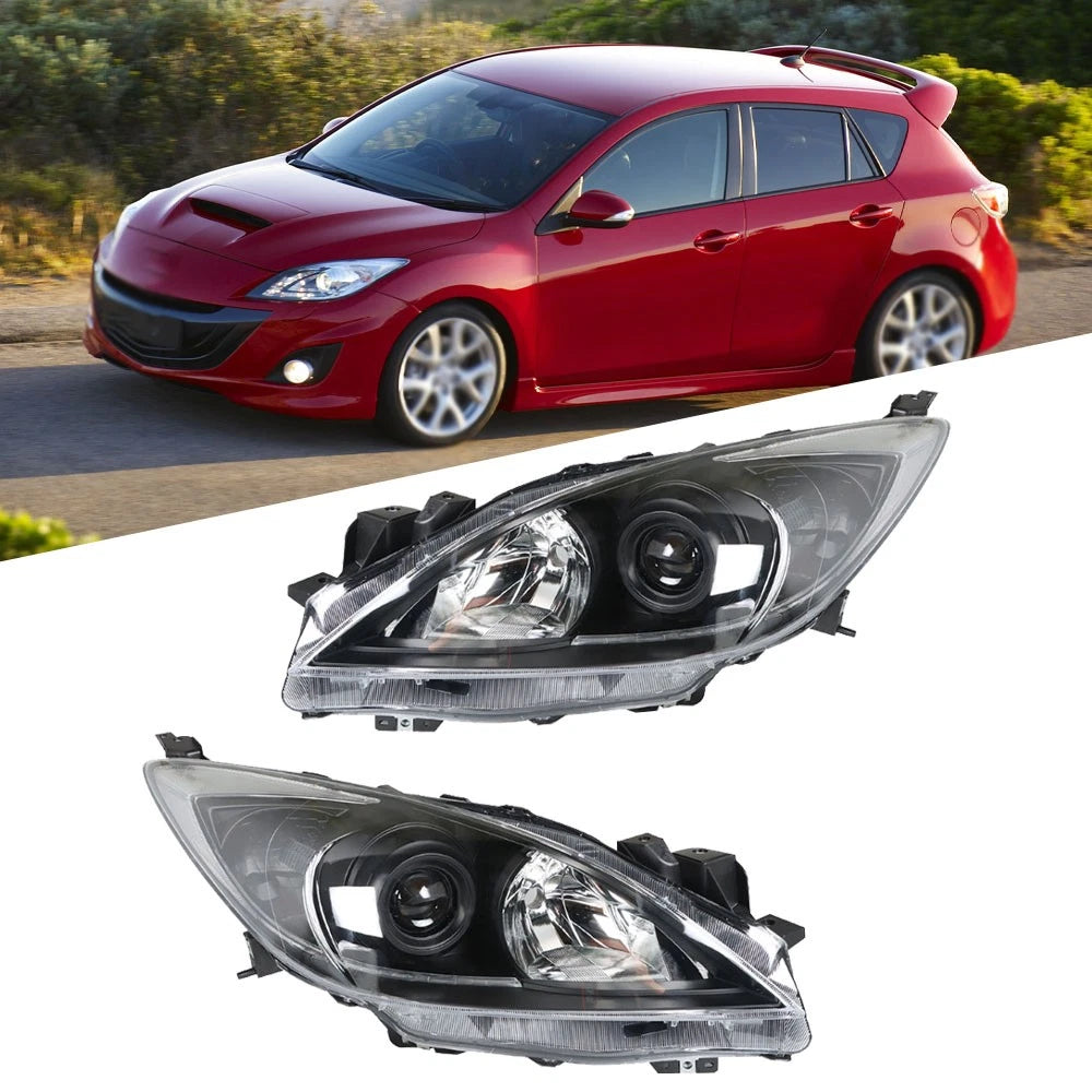 Set of 2 Halogen Headlight Assemblies for Mazda 3 (2010–2013)