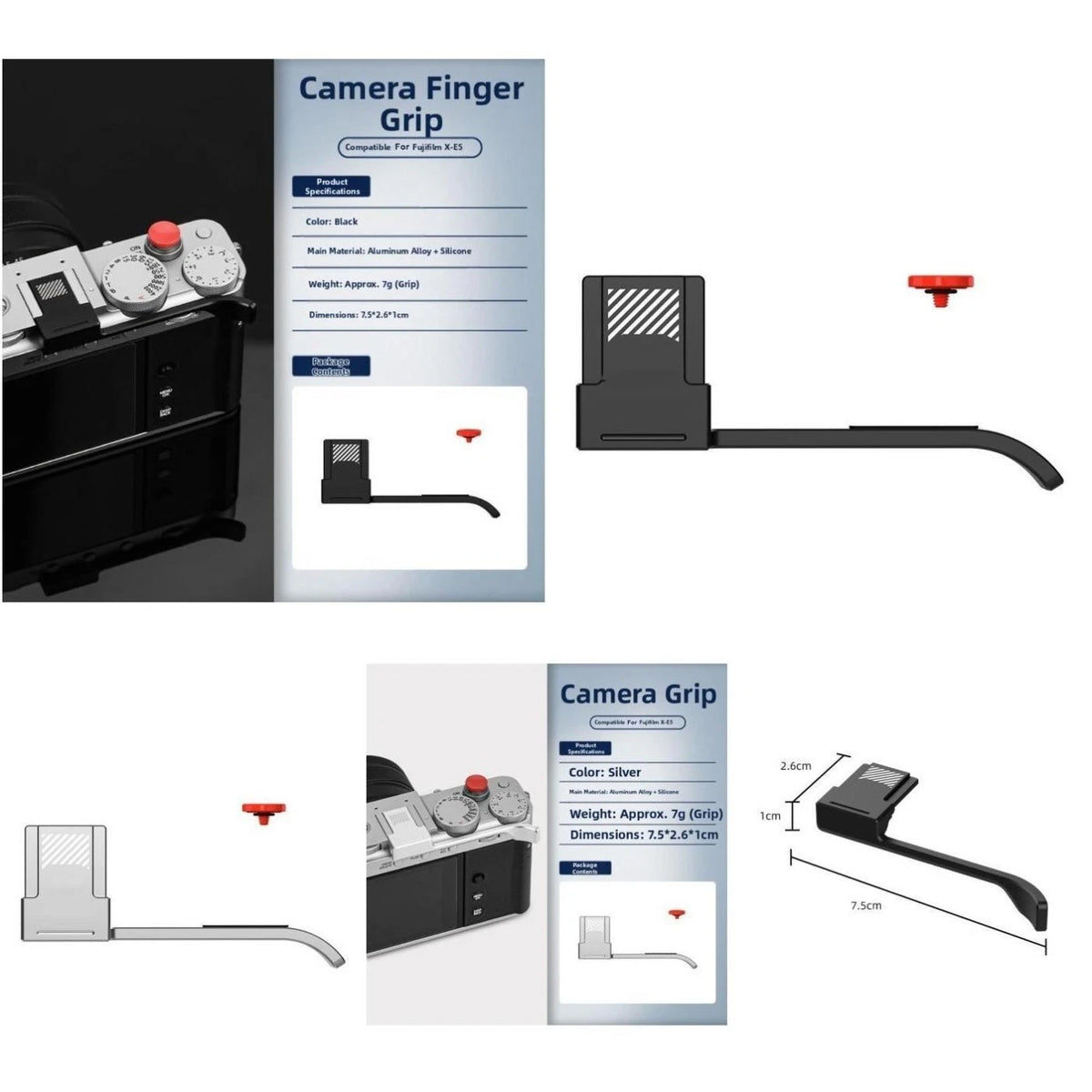 Finger Grip for Fuji X-E5 (2013–2014) with Hot Shoe Cover