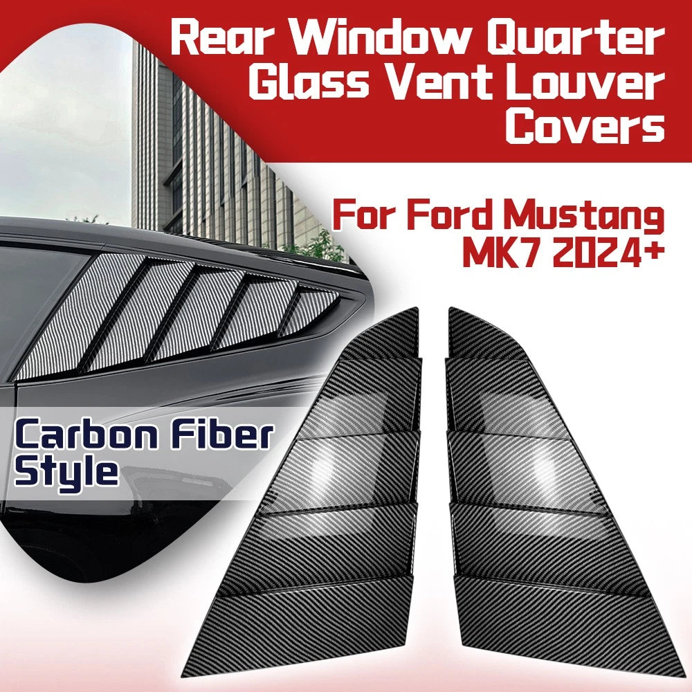Set of 2 Rear Window Quarter Glass Louver Covers for Ford Mustang MK7 (2024+) Carbon Look