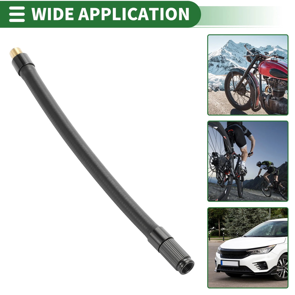 Tire Inflator Extension Tube 7.09in 1pc for Car and Bicycle (Black)