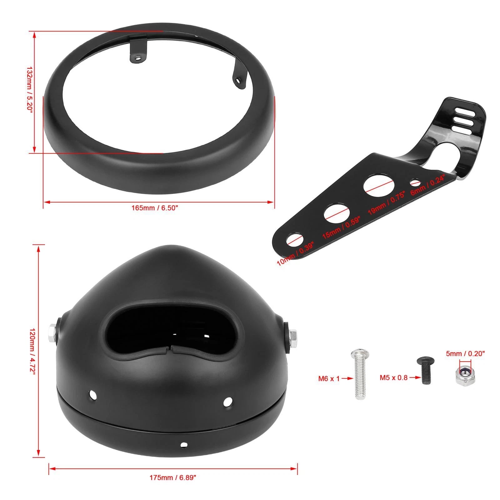 5.75" Black Motorcycle Headlight Bracket for Harley Davidson
