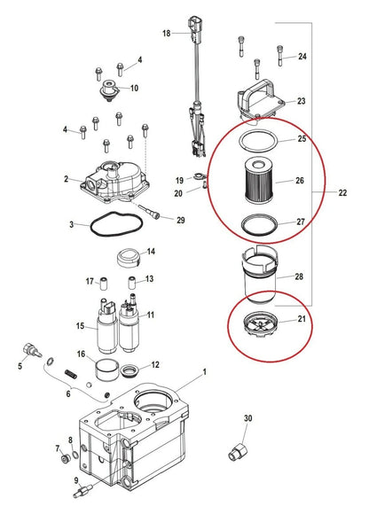 Gen 3 Cool Fuel Filter Kit for Mercury MerCruiser (35-8M0093688, 8M0204703)