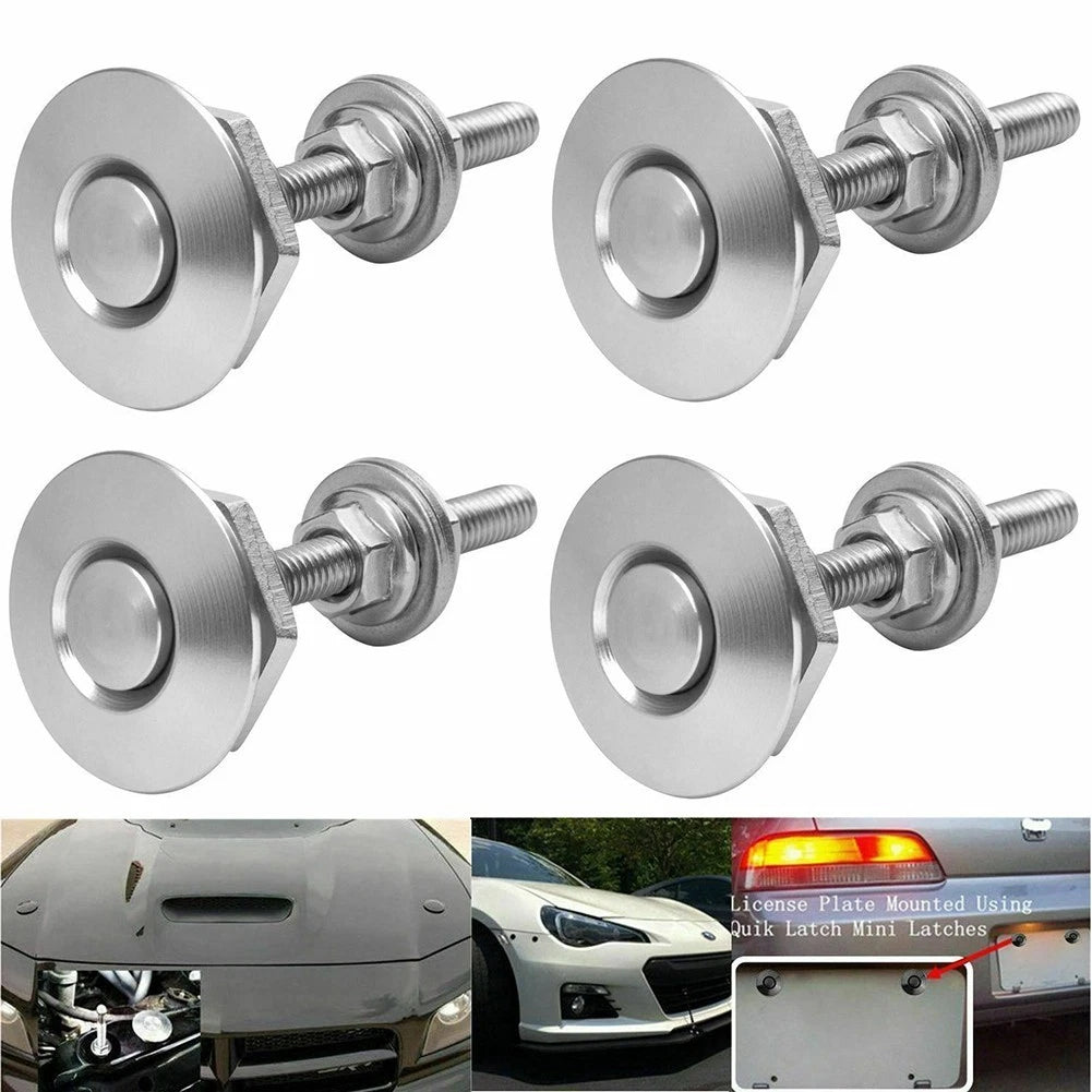 Set of 4 Silver Bonnet Hood Clips for Car Quick Release Locks