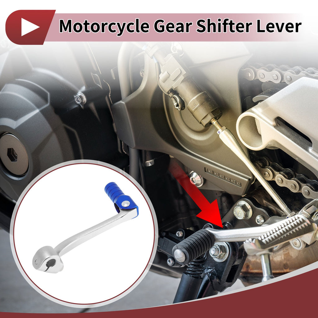 Folding Gear Shifter Lever for Honda CRF110F (2013–2018) Silver Tone Blue