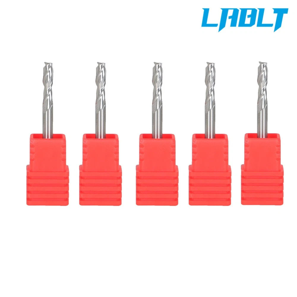 5Pcs 1/8" Diameter 2 Flute Carbide End Mill for Various Applications