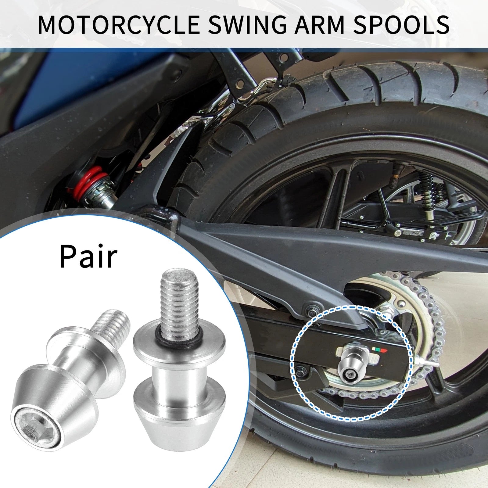 Swingarm Spools 10mm Pair Replacement for Motorcycle (Universal 1–2)
