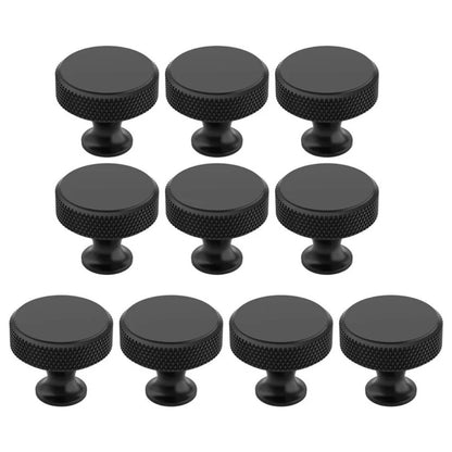 Knurled Drawer Pull Cabinet Knobs Set of 4 - Aluminum Alloy, Fingerprint Resistant