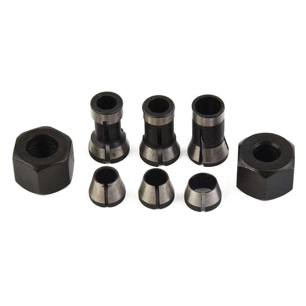 6Pcs Router Bit Collet Chuck Adapter + 2Pcs Nuts for Engraving Machine