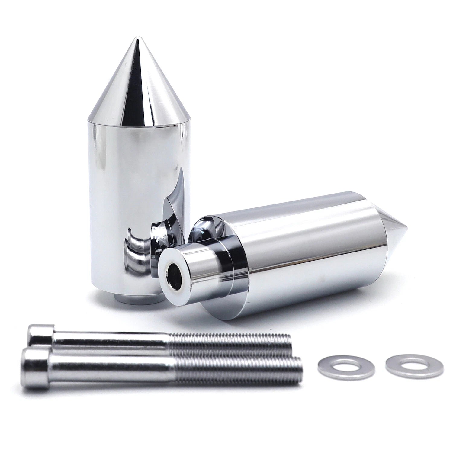 Chrome Spike Frame Sliders for Suzuki GSXR1000 (2003–2004)