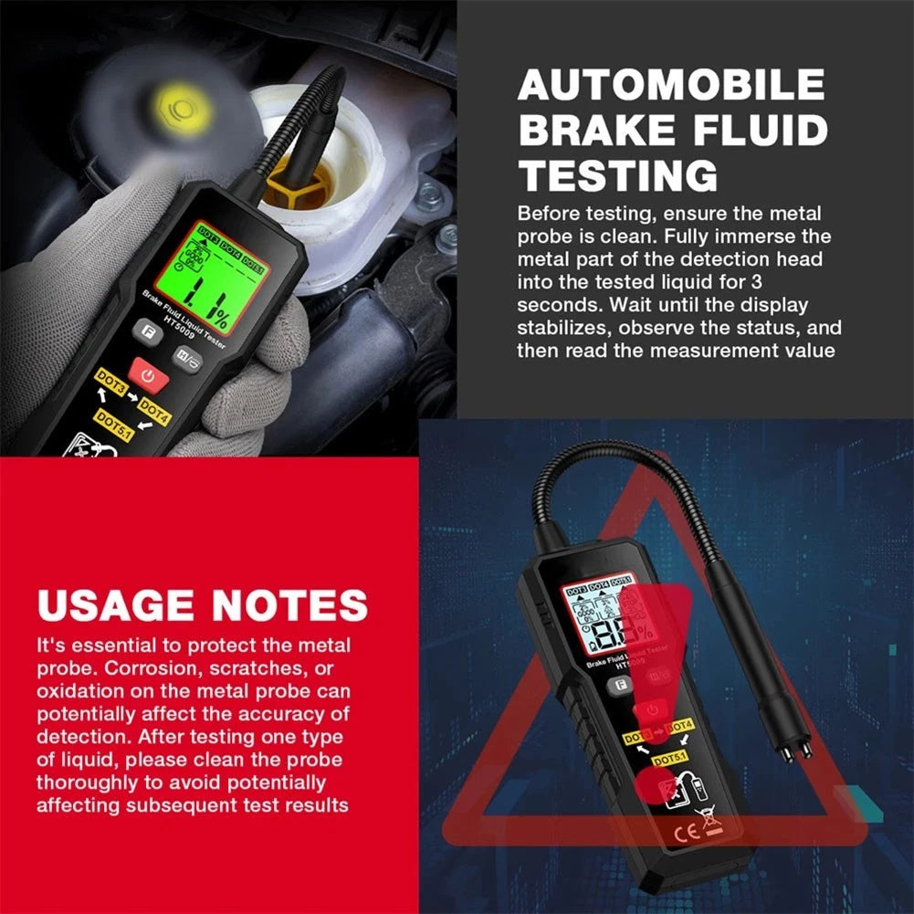 Digital Brake Fluid Moisture Analyzer HT5009 for DOT3 DOT4 DOT5.1