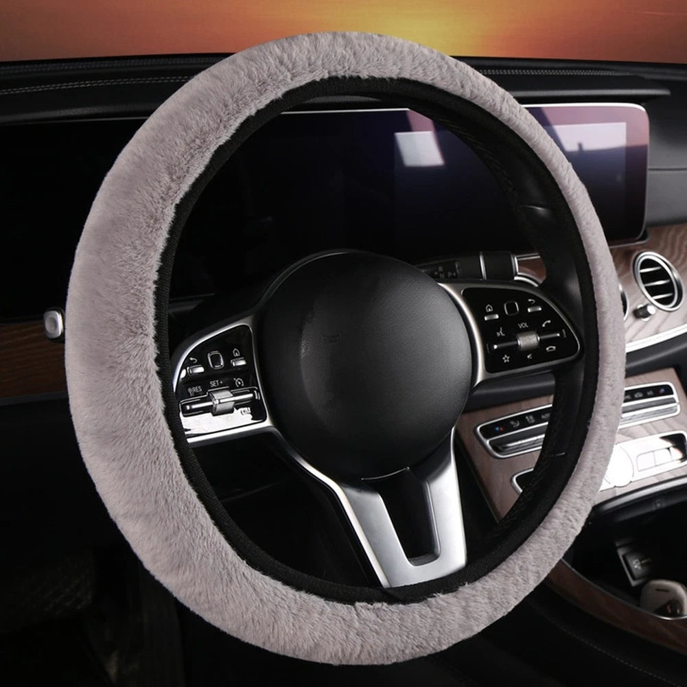 Soft Plush Steering Wheel Cover For 38cm Diameter Winter Warm for general Fit