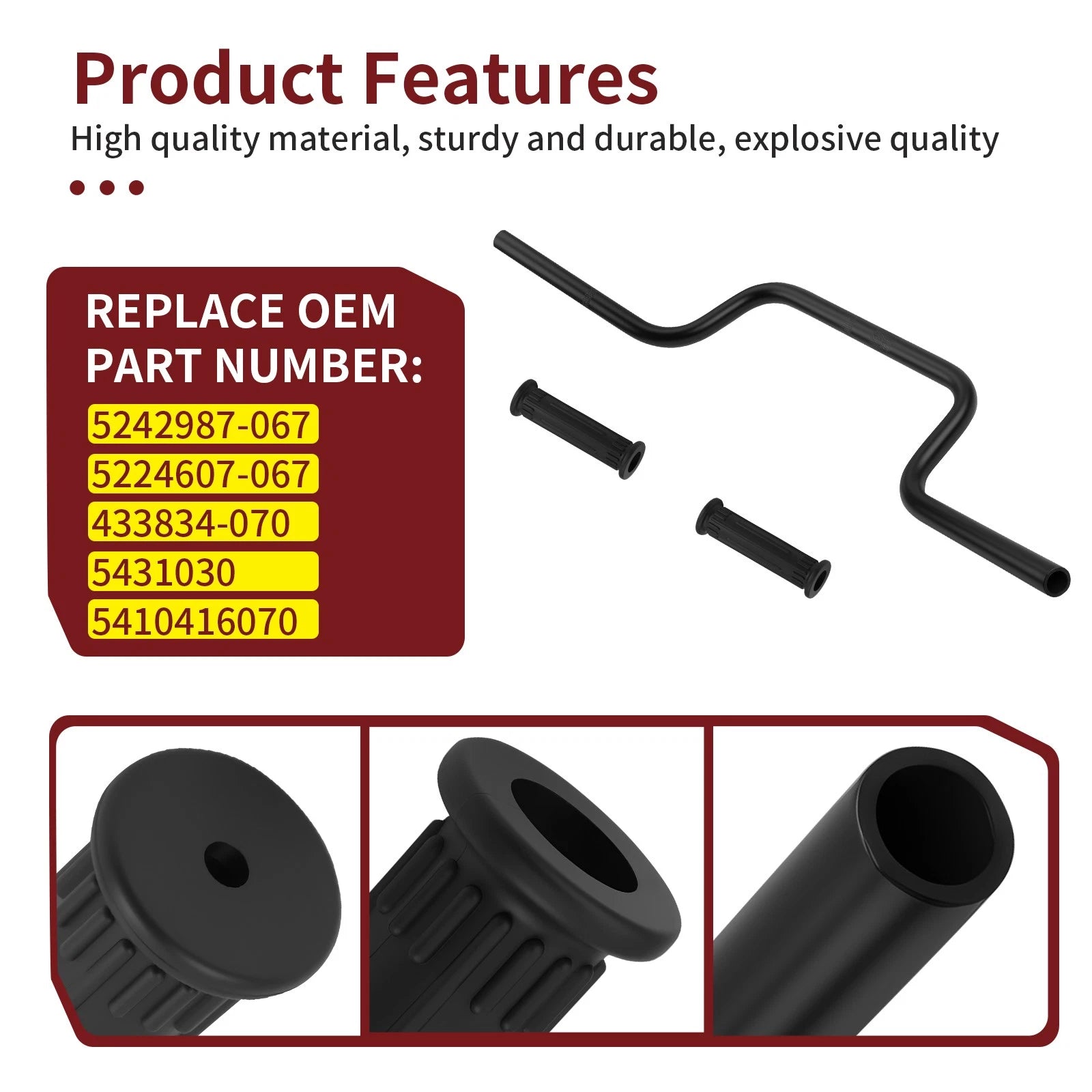 Handlebar & Grips for Polaris ATP 500 (2004–2005) 5242987-067, 433834-070