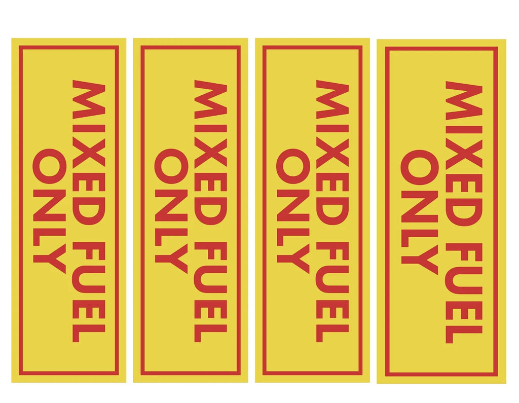 Set of 4 Mixed Fuel Only Vinyl Stickers Decals for Gas Oil 2 Stroke Can
