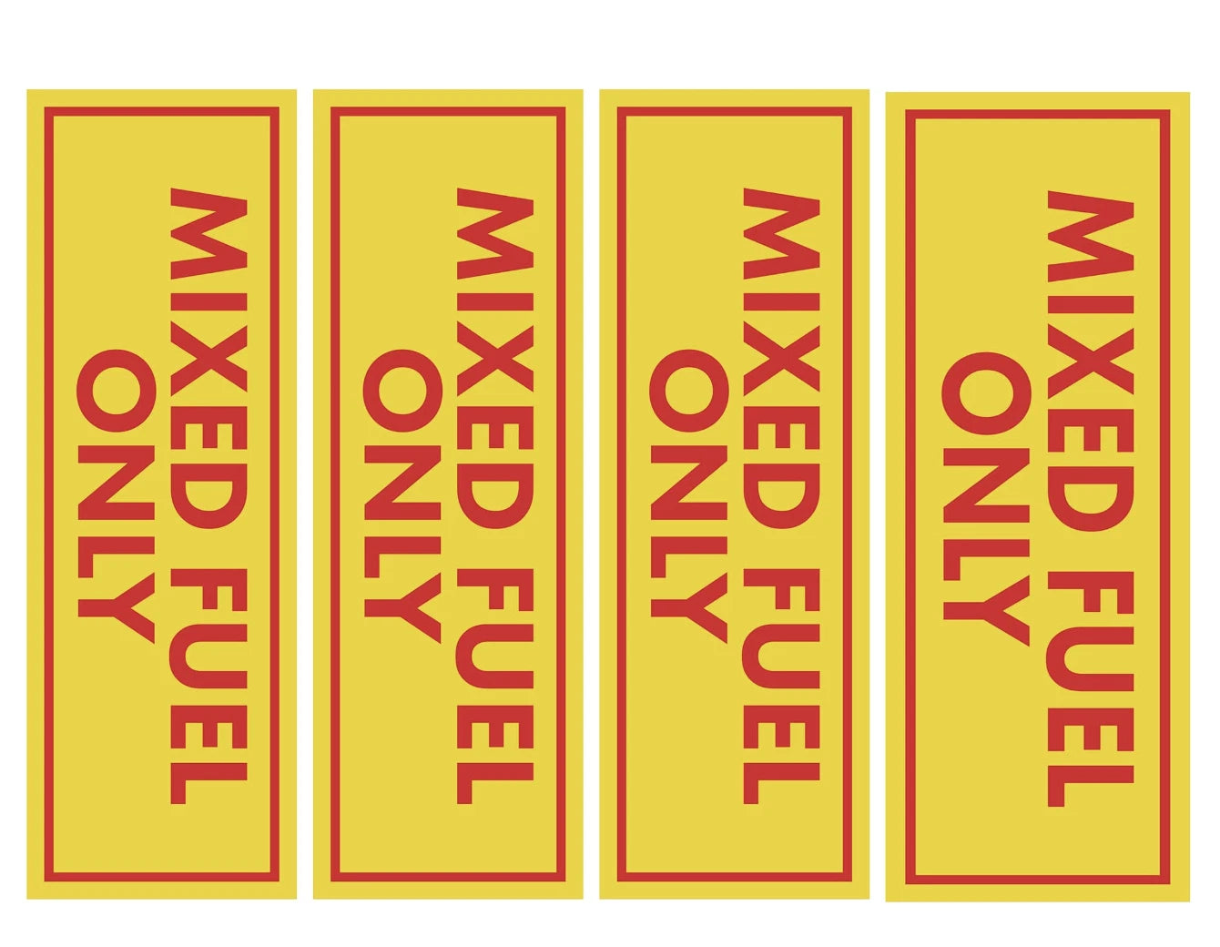 Set of 4 Mixed Fuel Only Vinyl Stickers Decals for Gas Oil 2 Stroke Can