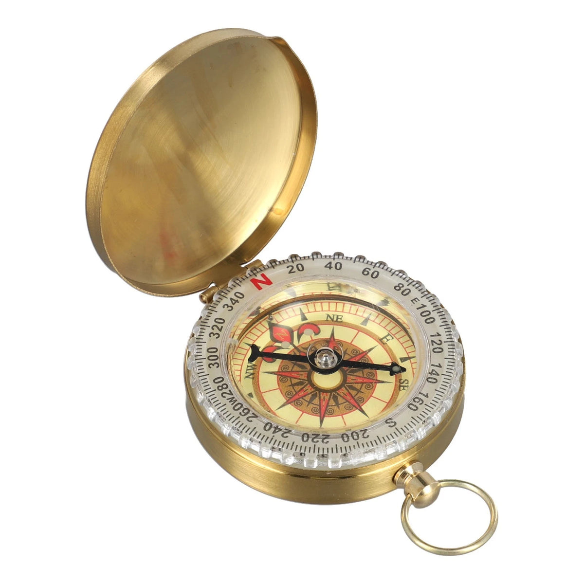 Vintage Pocket Compass in Brass with Glow Feature for Night Navigation