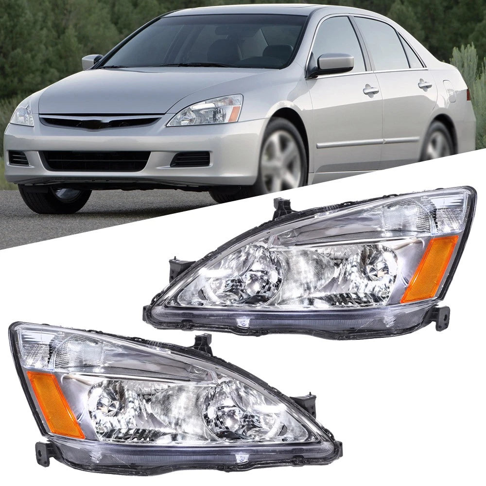 Halogen Chrome Amber Headlights for Honda Accord (2003–2007)