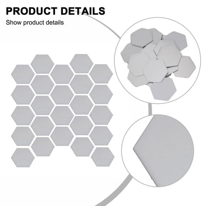 24Pcs 3D Mirror Hexagon Wall Stickers Removable Decal Room Decor Art Kit