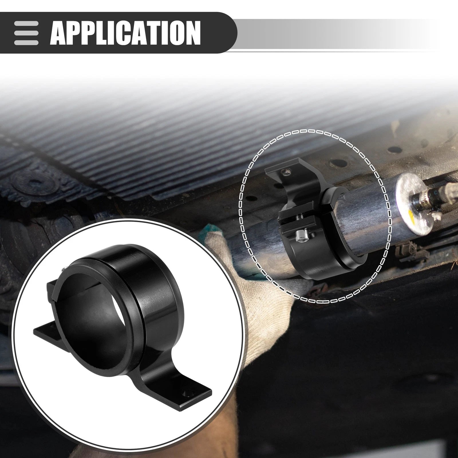 2X Fuel Filter Mounting Bracket for Universal Applications (60mm ID) Black