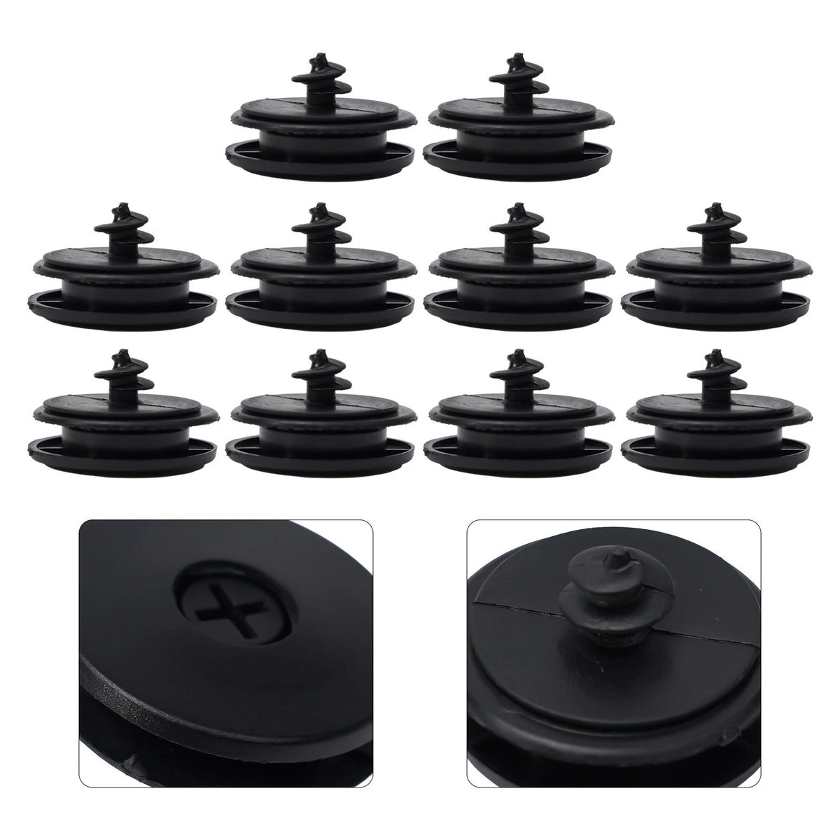 Set of 10 Black Auto Floor Mat Clips for Universal Fit