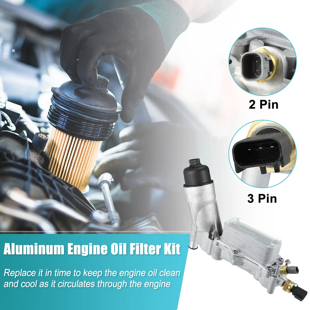 Aluminum Engine Oil Cooler Filter Housing for Dodge Ram Jeep (2010–2019)