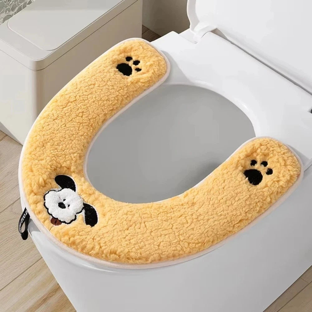 Soft Plush Thickened Toilet Seat Cover for Universal Fit (Washable)
