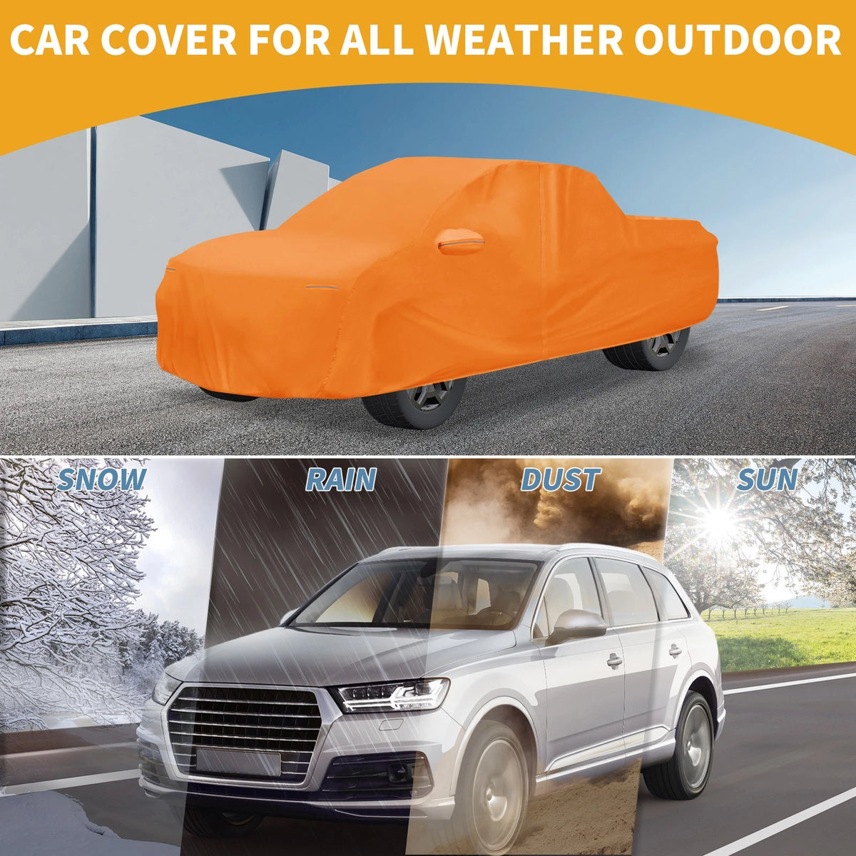 Waterproof Car Cover for Chevy Silverado (210D-PU, Orange)