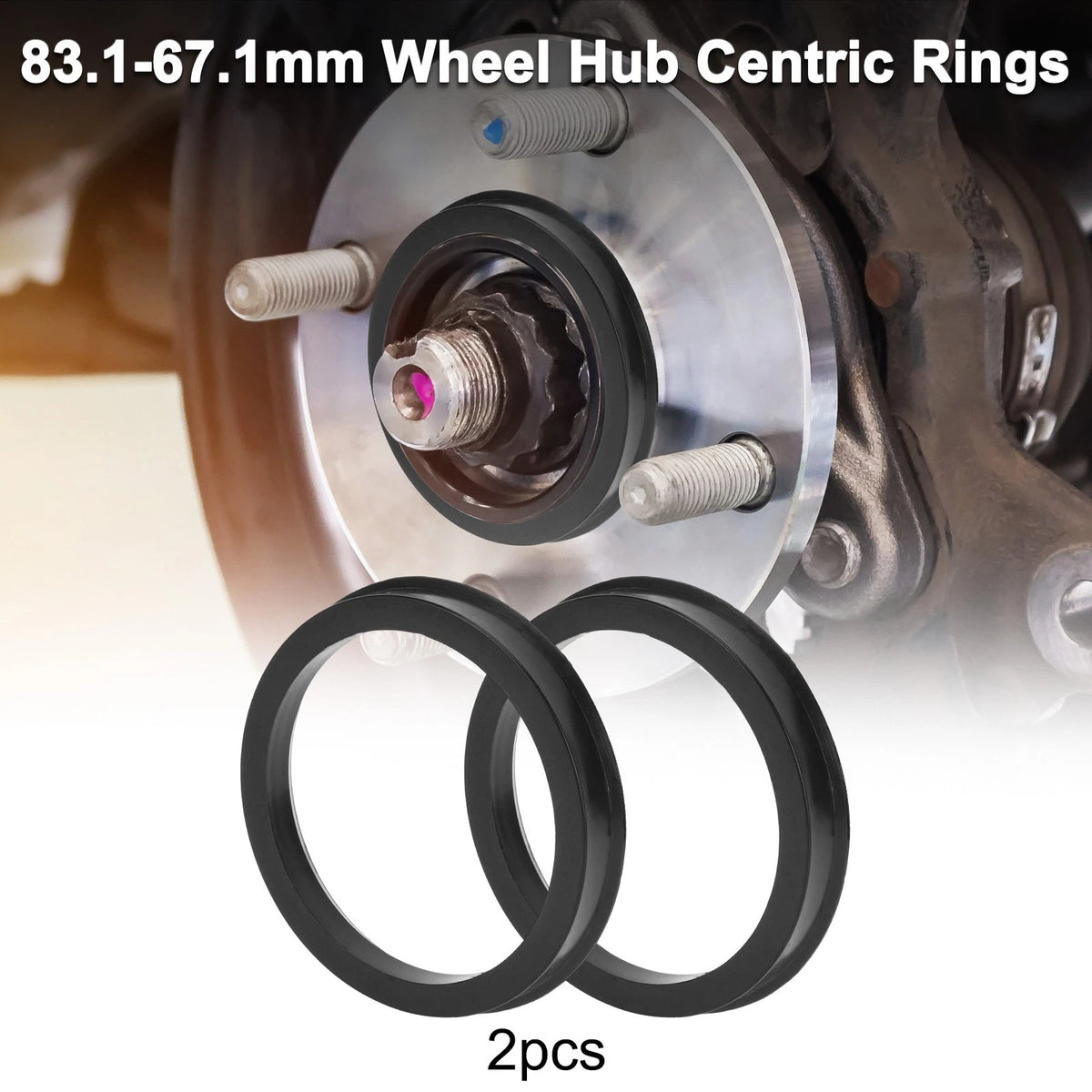 2X Wheel Hub Centric Rings for Car (OD 83.1mm ID 67.1mm Black Polycarbonate)