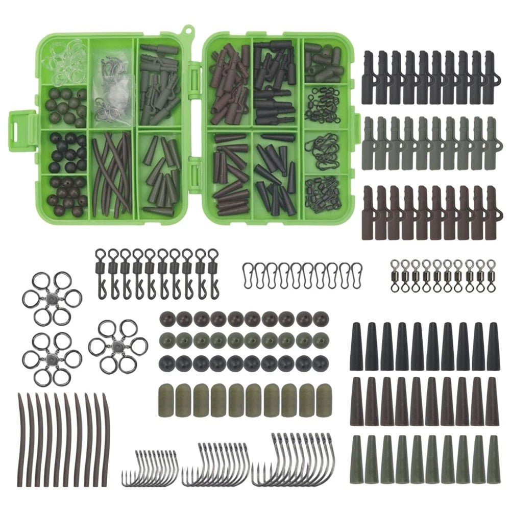 173pcs Fishing Gear Set for Hooks Lures Swivels Snaps