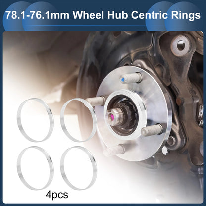 Set of 4 Wheel Hub Centric Rings for Car (OD 78.1mm ID 76.1mm)