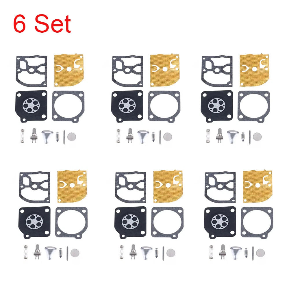 Set of 6 Carburetor Kits for Jonsered 2041 2045 2050 (ZAMA RB-45 C1Q HUSQVARNA H45/49)