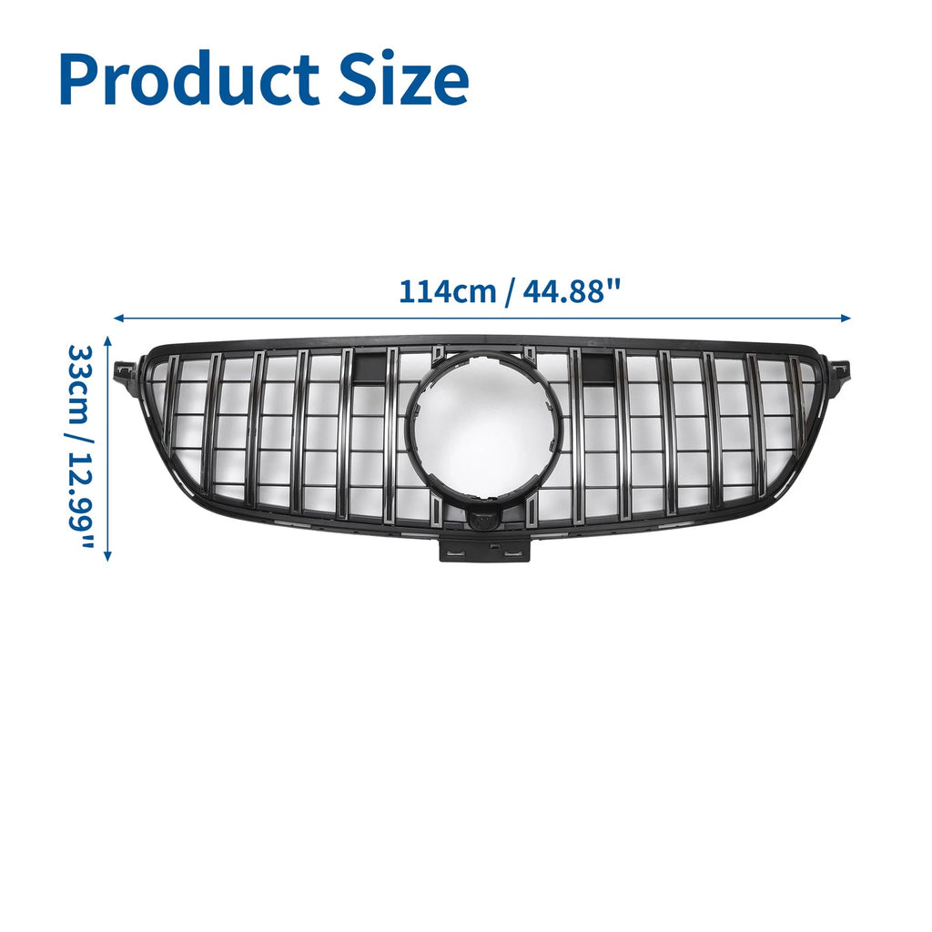 Front Upper Bumper Grille Grill for Mercedes-Benz GLE (2015–2019) Chrome