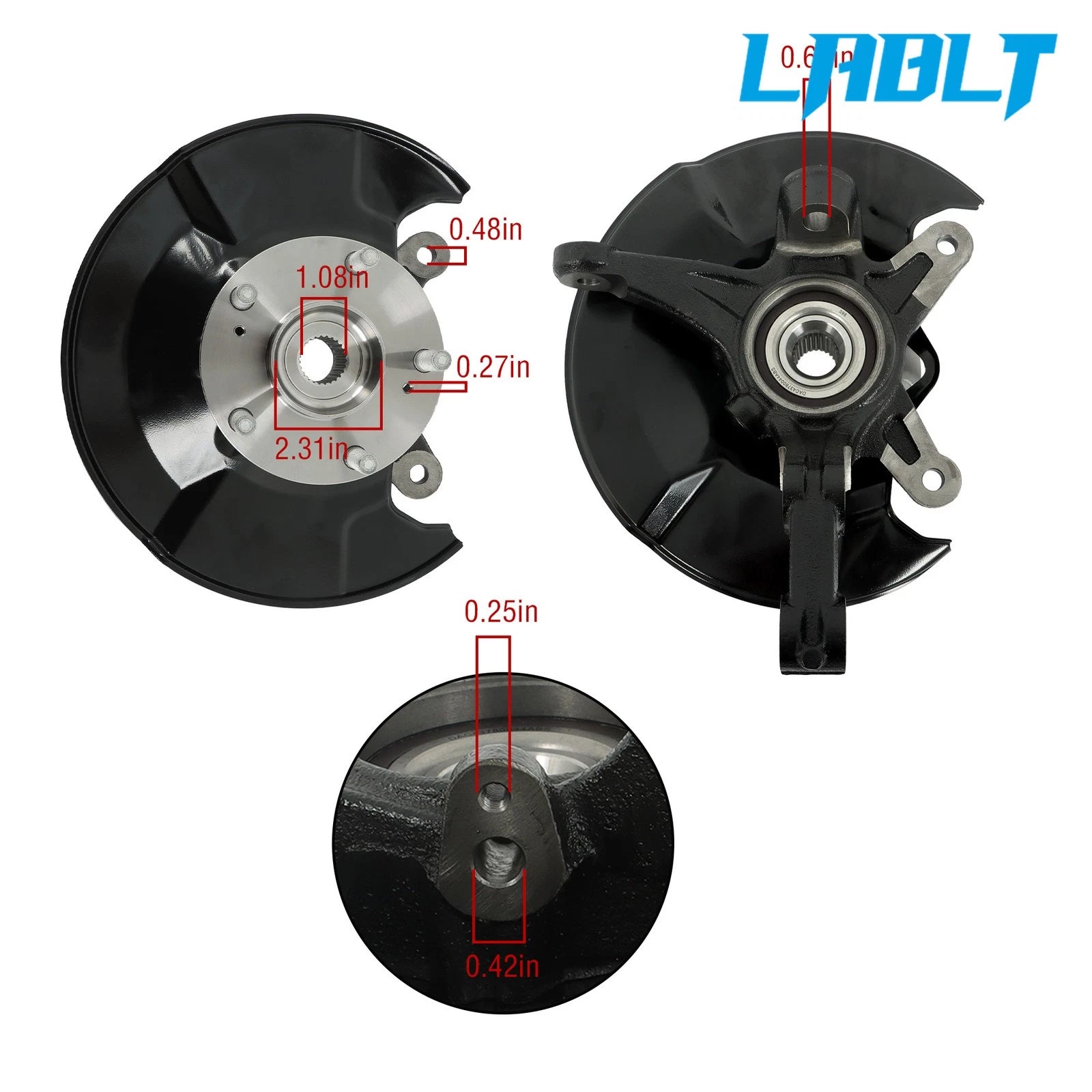 2Pcs Front Steering Knuckle & Wheel Hub Bearing Assembly for Honda Civic (2006–2011)