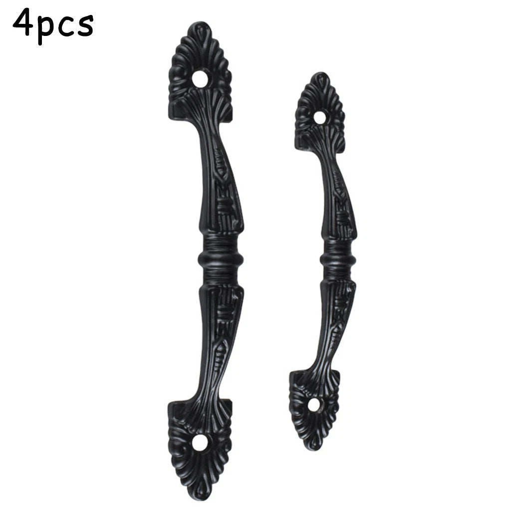 Pack of 4 Retro Black Iron Door Handles for Kitchen Cupboard Gate