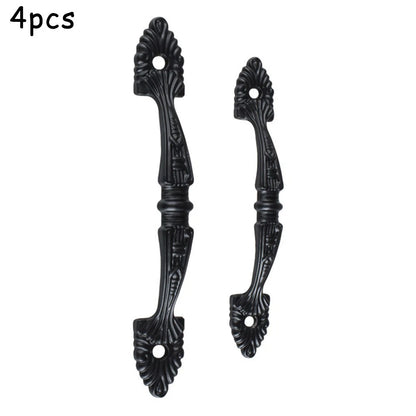 Pack of 4 Retro Black Iron Door Handles for Kitchen Cupboard Gate