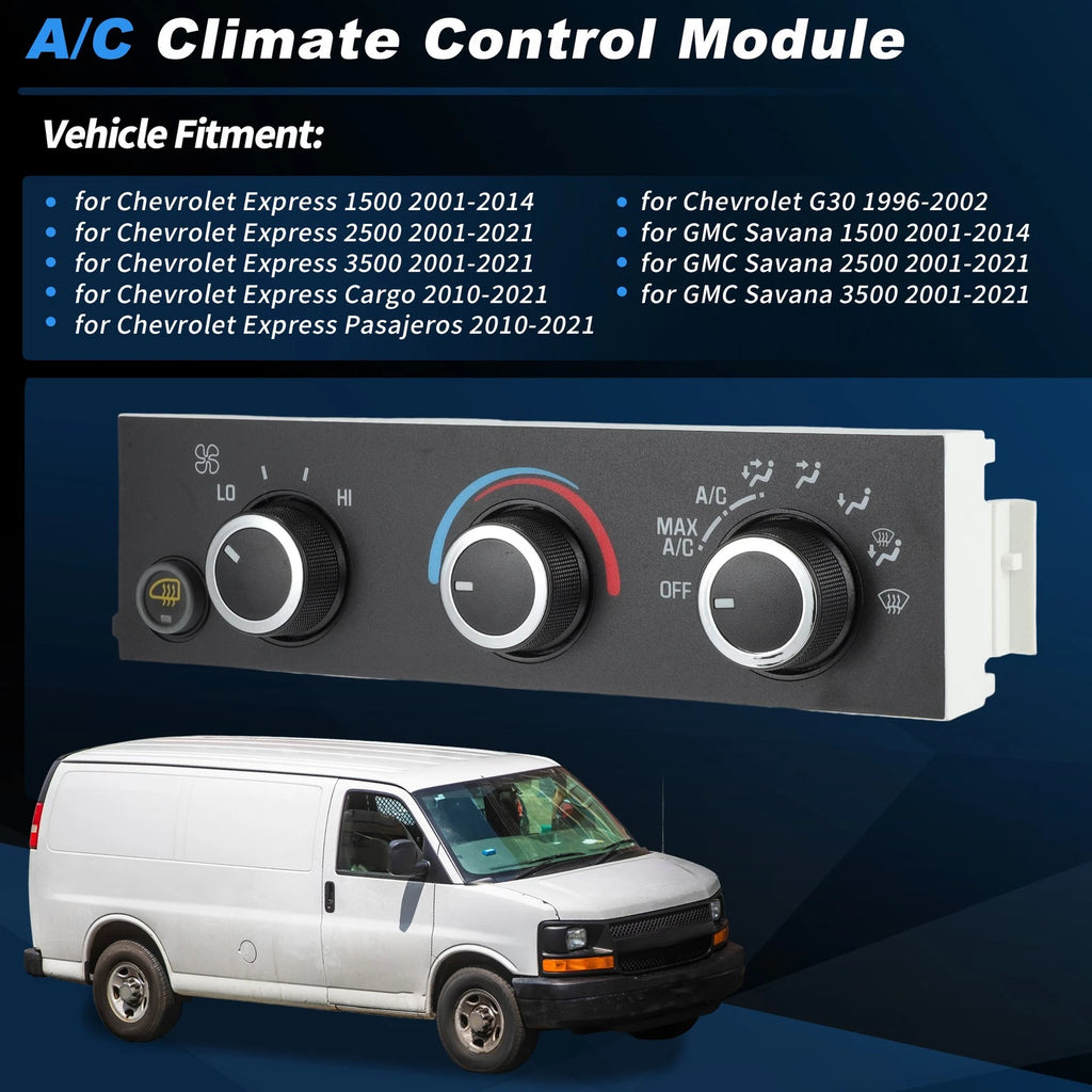 A/C Heater Climate Control Module Panel Replacement for Chevrolet Express 2500 3500 (2003–2022)