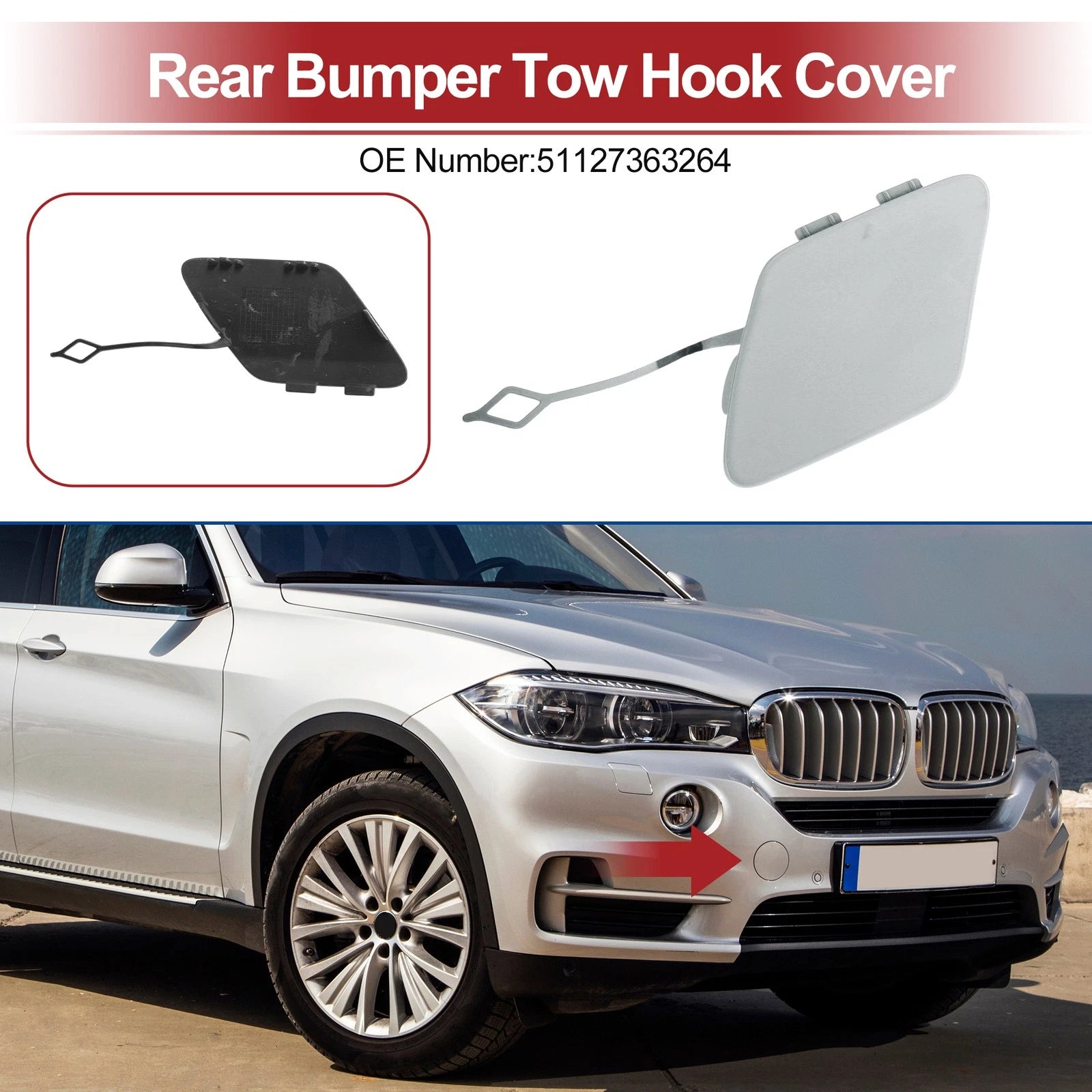 Rear Car Bumper Tow Hook Cover Replacement for BMW 428i (2014–2016)
