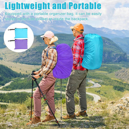 2Pcs Waterproof Backpack Rain Cover with Storage Bags for Hiking Camping