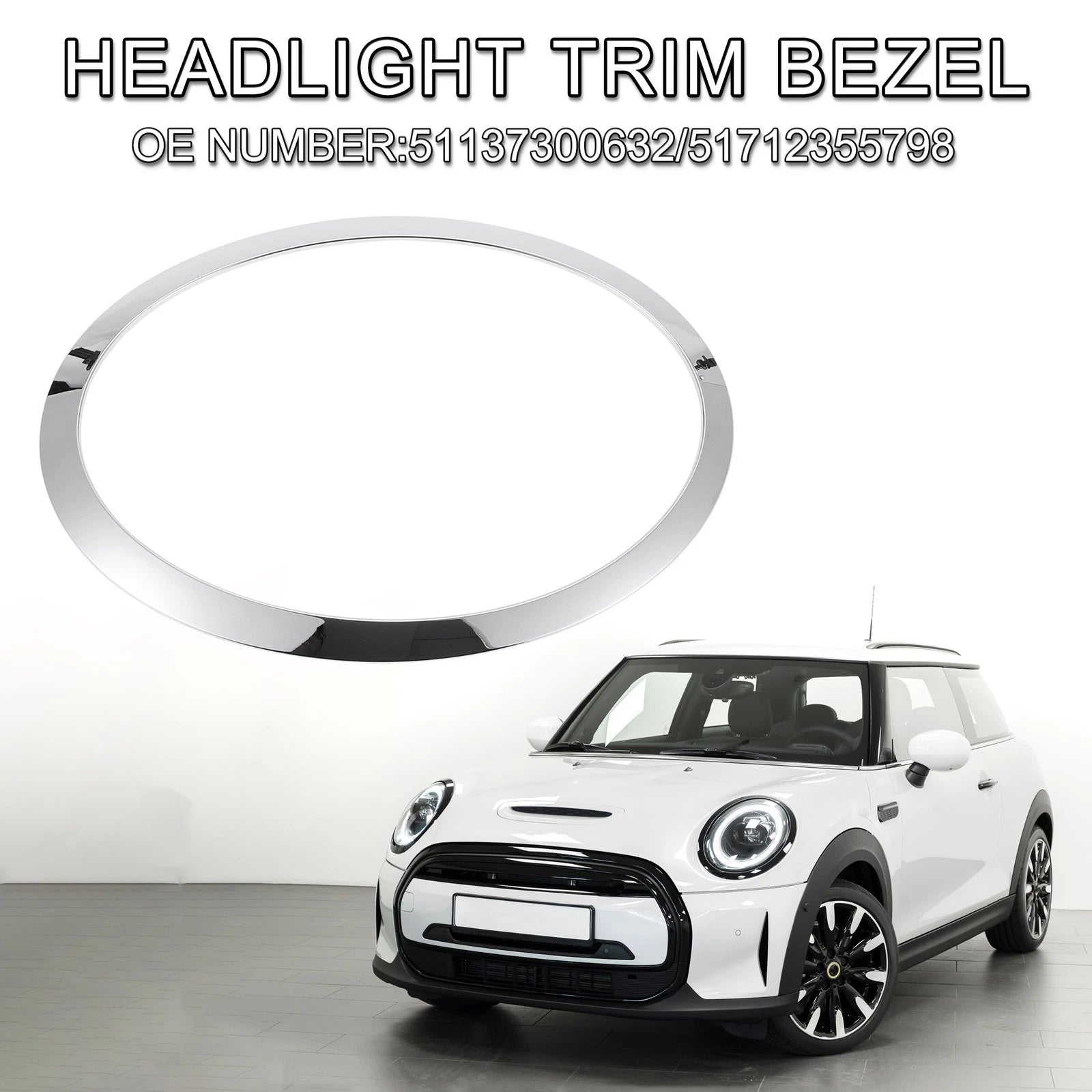 1pc Headlight Trim Bezel for Mini Cooper (2014–2024) No. 51137300632
