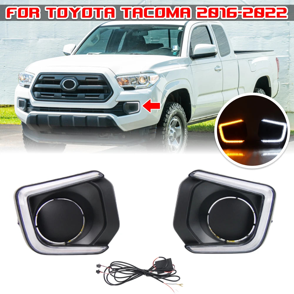 2-Color LED Fog Lights for Toyota Tacoma (2016–2022) - Front Bumper Lamps + DRL