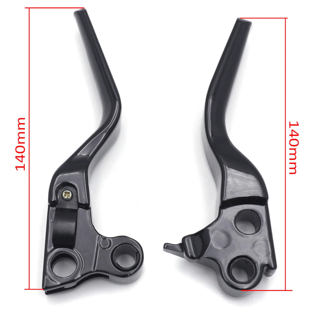 Black Skull Shorty Wide Blade Hand Levers for Harley XL/Dyna/Softail (1996–2014)