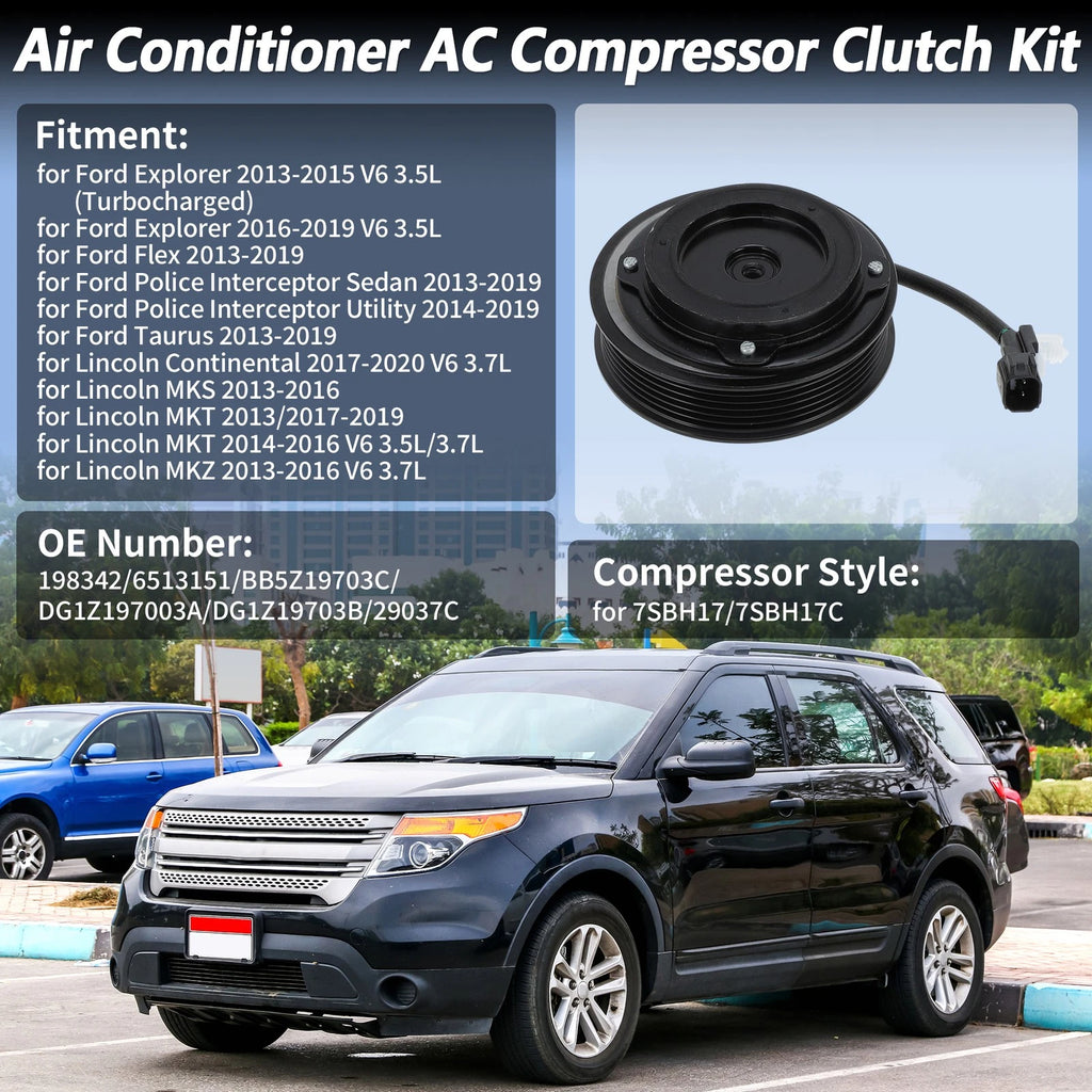 AC Compressor Clutch Kit Replacement for Ford Explorer Flex Lincoln MKS (2003–2019)