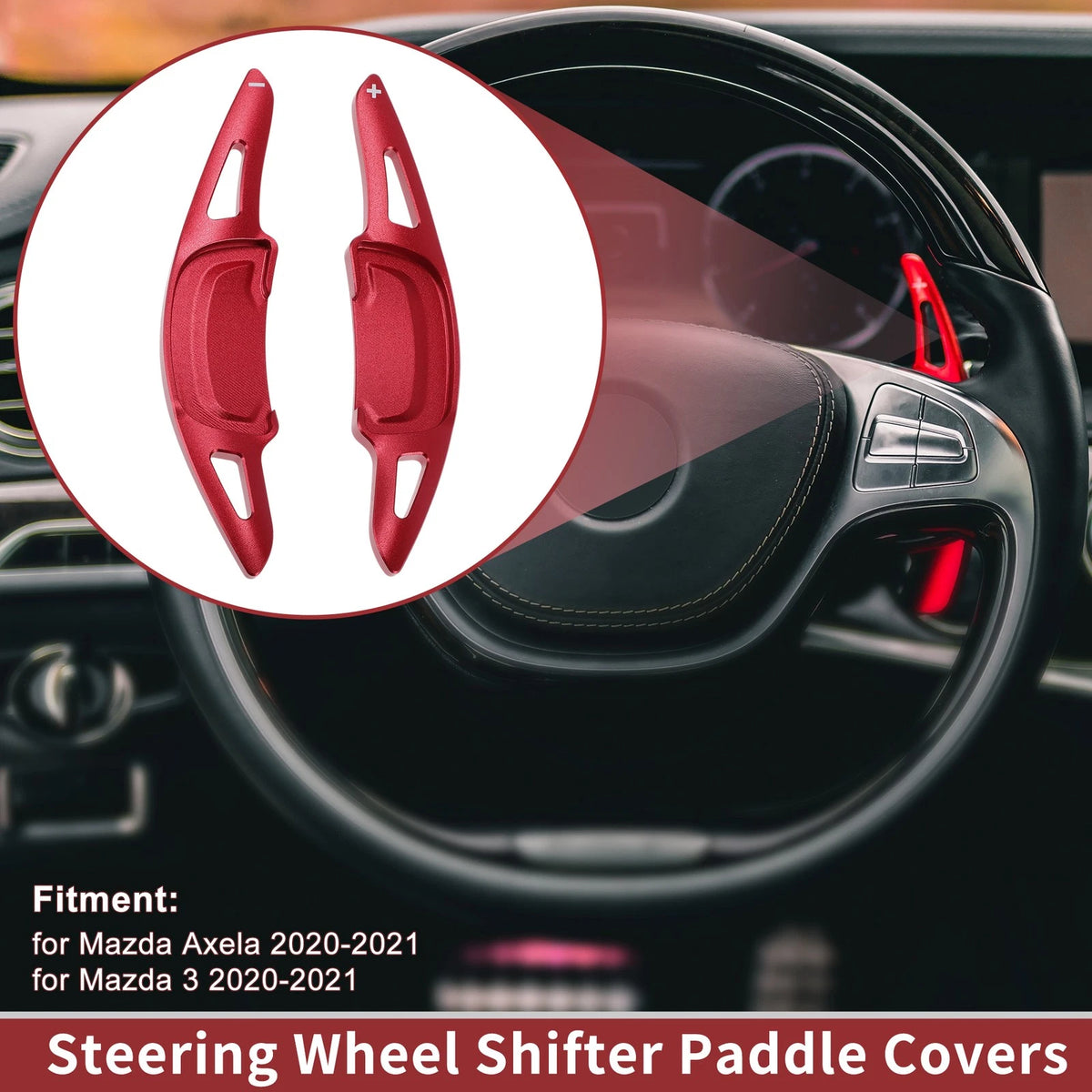 Set Red Aluminum Alloy Steering Wheel Paddle Shifters for Mazda Axela (2020–2021)