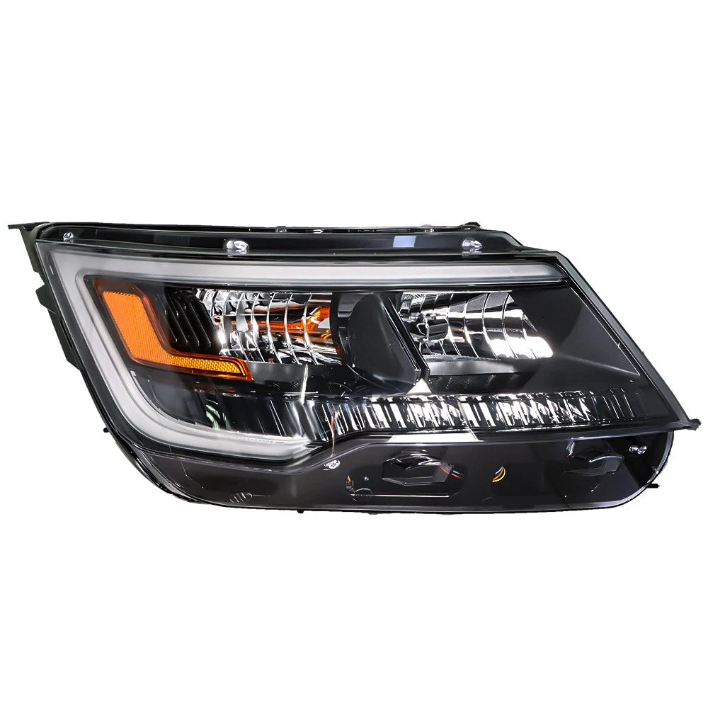Headlight Headlamp for Ford Explorer (2016–2019) Black Halogen w/LED DRL Right