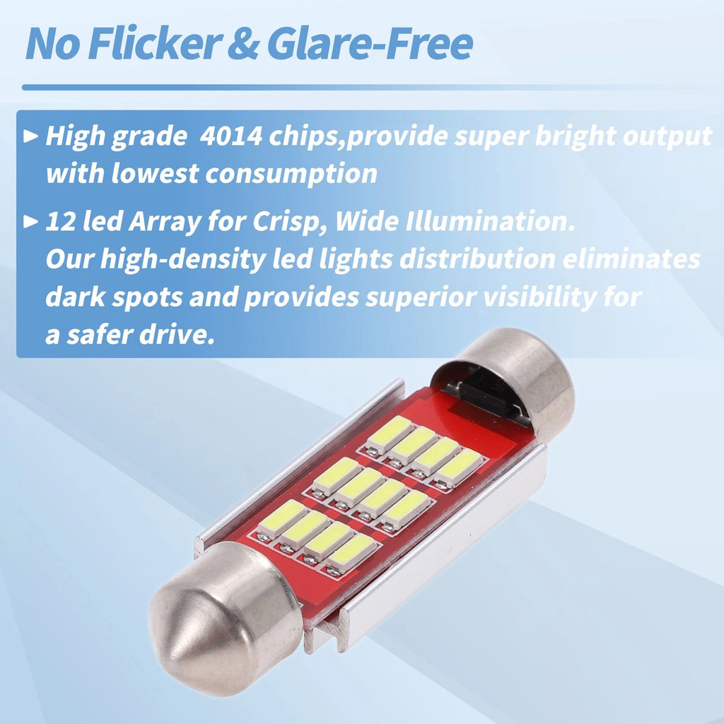 2X LED Dome Light Bulbs 4014 Chip 41mm for